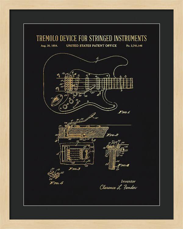Tremolo Device For Stringed Instruments Fender Stratocaster Gold Patent Us2741146a