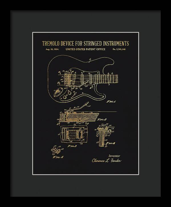 Tremolo Device For Stringed Instruments Fender Stratocaster Gold Patent Us2741146a