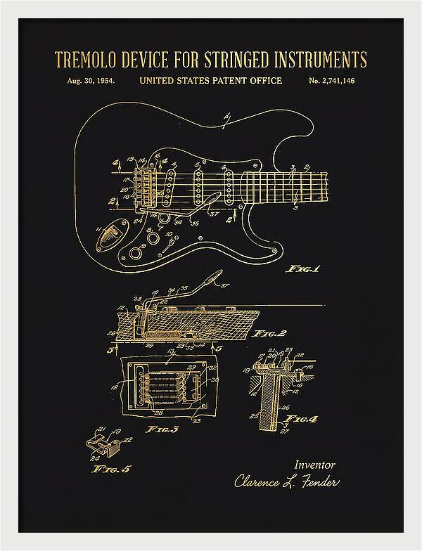 Tremolo Device For Stringed Instruments Fender Stratocaster Gold Patent Us2741146a