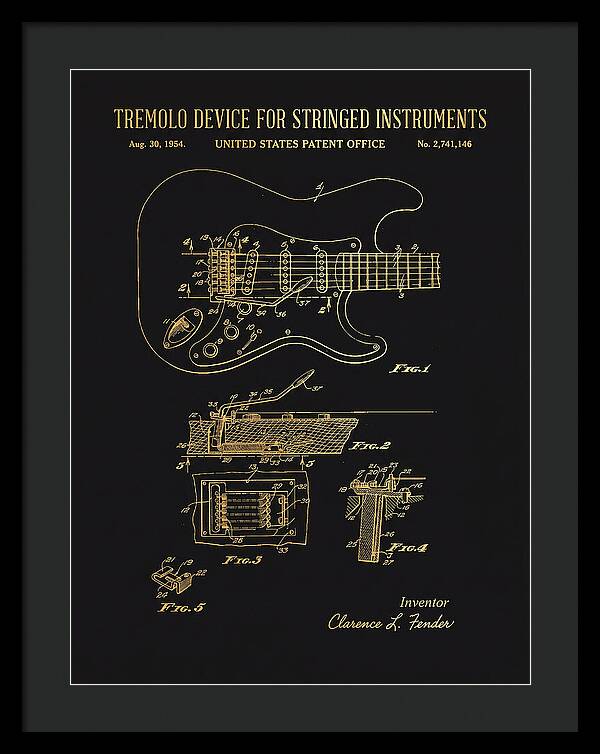 Tremolo Device For Stringed Instruments Fender Stratocaster Gold Patent Us2741146a
