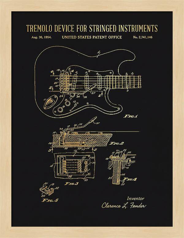 Tremolo Device For Stringed Instruments Fender Stratocaster Gold Patent Us2741146a