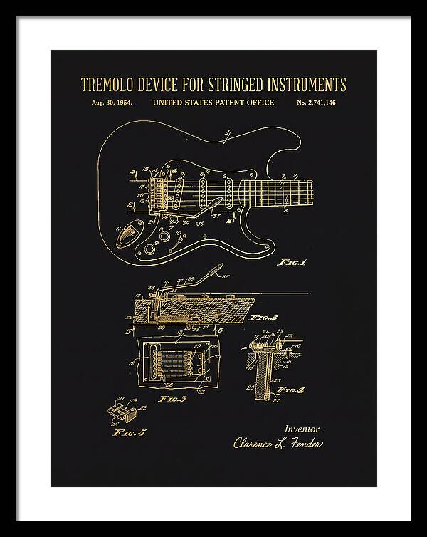 Tremolo Device For Stringed Instruments Fender Stratocaster Gold Patent Us2741146a