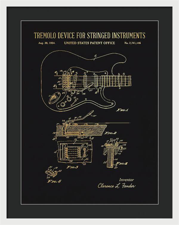 Tremolo Device For Stringed Instruments Fender Stratocaster Gold Patent Us2741146a
