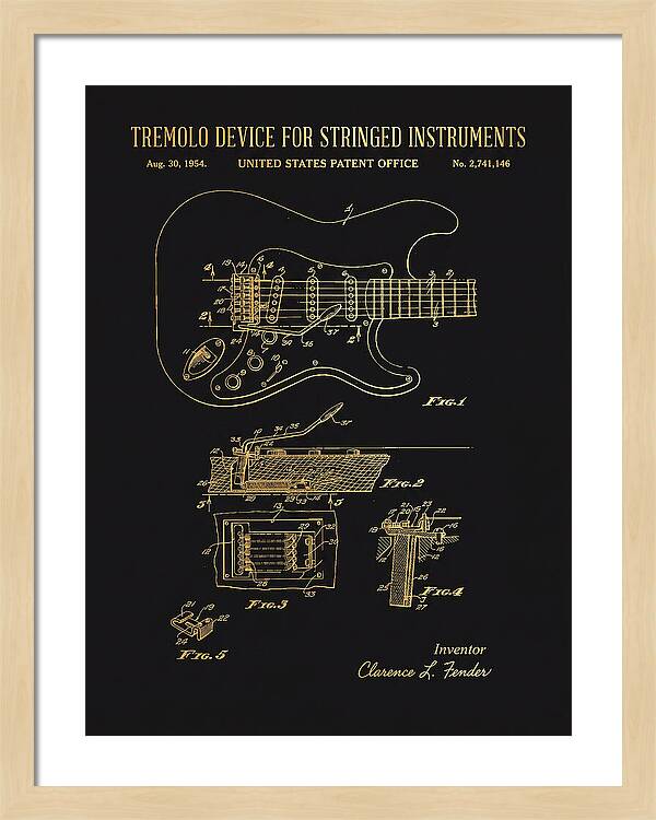 Tremolo Device For Stringed Instruments Fender Stratocaster Gold Patent Us2741146a