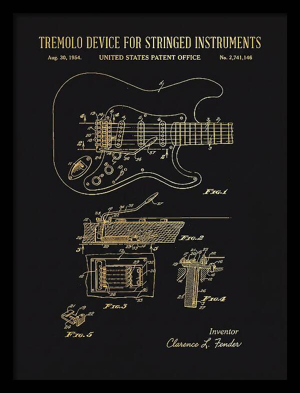 Tremolo Device For Stringed Instruments Fender Stratocaster Gold Patent Us2741146a