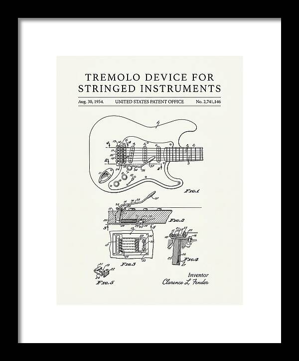 Tremolo Device For Stringed Instruments Fender Stratocaster Minimalist Patent Us2741146a