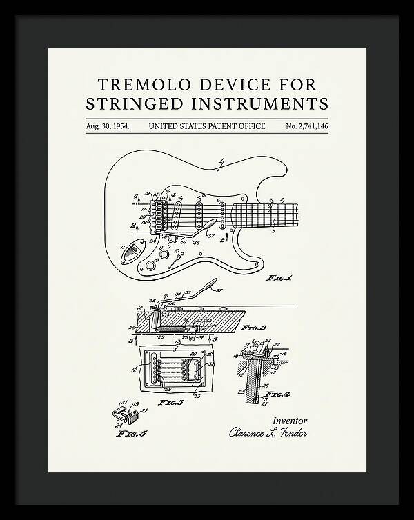 Tremolo Device For Stringed Instruments Fender Stratocaster Minimalist Patent Us2741146a