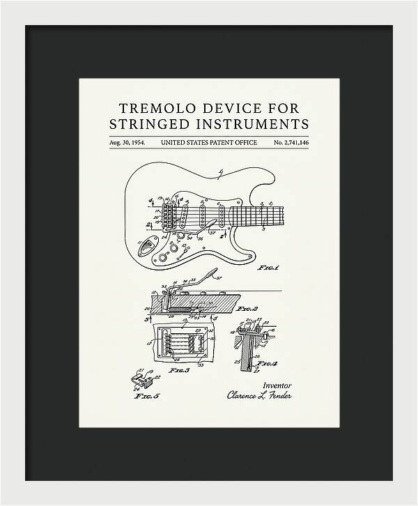 Tremolo Device For Stringed Instruments Fender Stratocaster Minimalist Patent Us2741146a