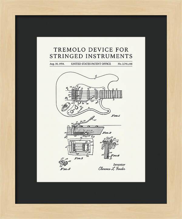 Tremolo Device For Stringed Instruments Fender Stratocaster Minimalist Patent Us2741146a