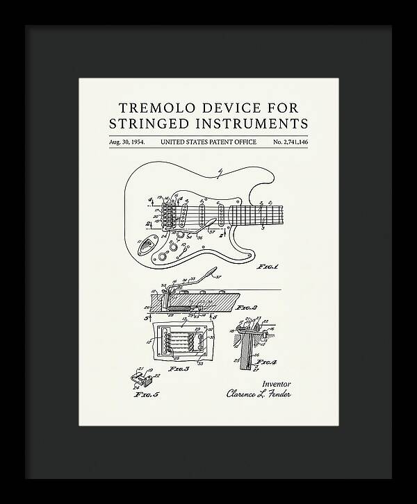 Tremolo Device For Stringed Instruments Fender Stratocaster Minimalist Patent Us2741146a