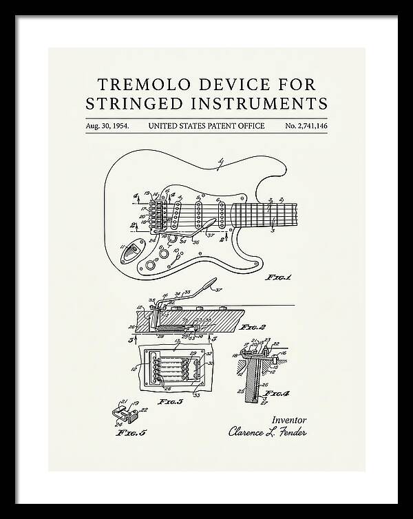 Tremolo Device For Stringed Instruments Fender Stratocaster Minimalist Patent Us2741146a
