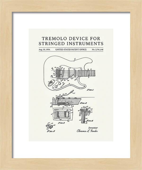 Tremolo Device For Stringed Instruments Fender Stratocaster Minimalist Patent Us2741146a