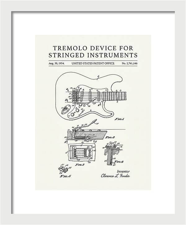 Tremolo Device For Stringed Instruments Fender Stratocaster Minimalist Patent Us2741146a