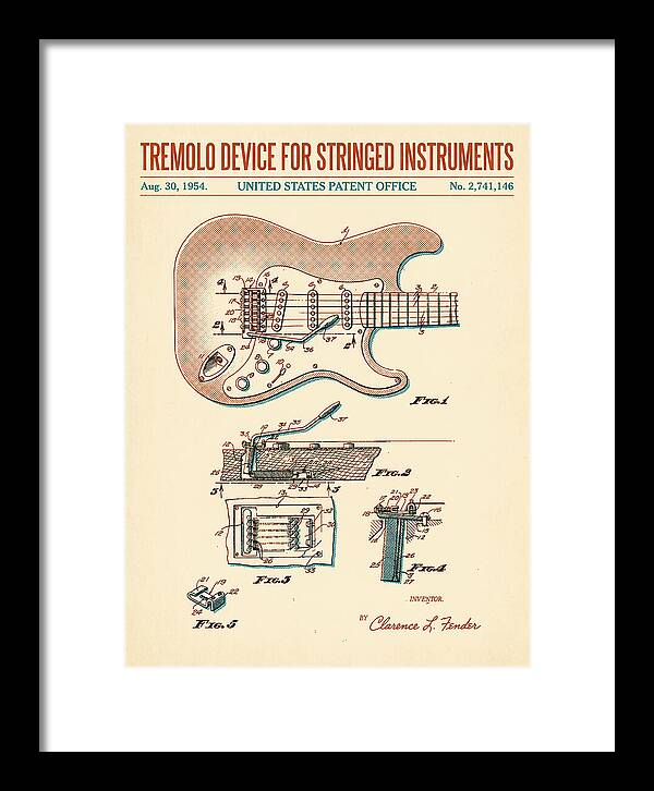Tremolo Device For Stringed Instruments Fender Stratocaster Retro Patent Us2741146a