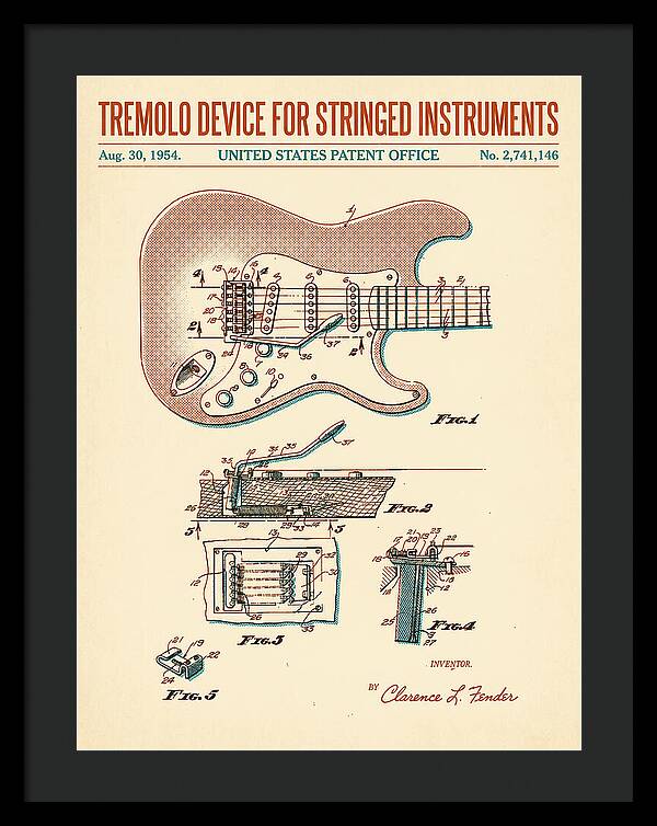 Tremolo Device For Stringed Instruments Fender Stratocaster Retro Patent Us2741146a