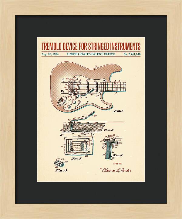 Tremolo Device For Stringed Instruments Fender Stratocaster Retro Patent Us2741146a