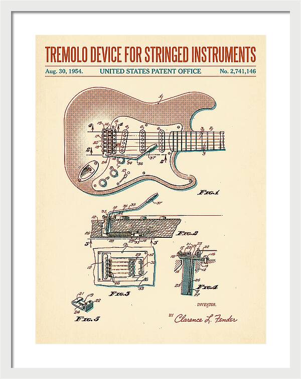 Tremolo Device For Stringed Instruments Fender Stratocaster Retro Patent Us2741146a