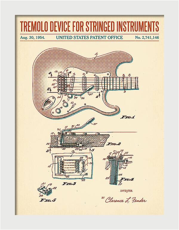 Tremolo Device For Stringed Instruments Fender Stratocaster Retro Patent Us2741146a