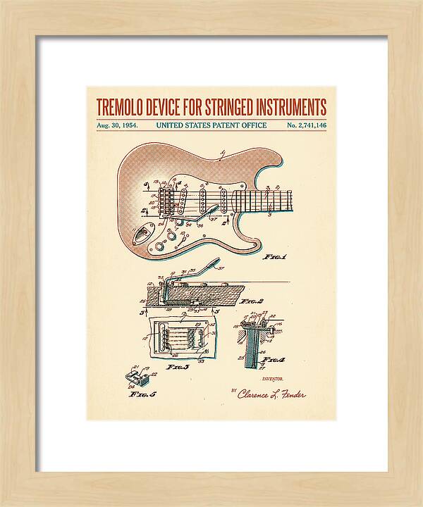 Tremolo Device For Stringed Instruments Fender Stratocaster Retro Patent Us2741146a