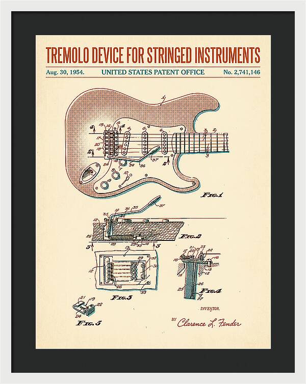 Tremolo Device For Stringed Instruments Fender Stratocaster Retro Patent Us2741146a