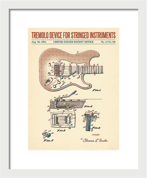 Tremolo Device For Stringed Instruments Fender Stratocaster Retro Patent Us2741146a