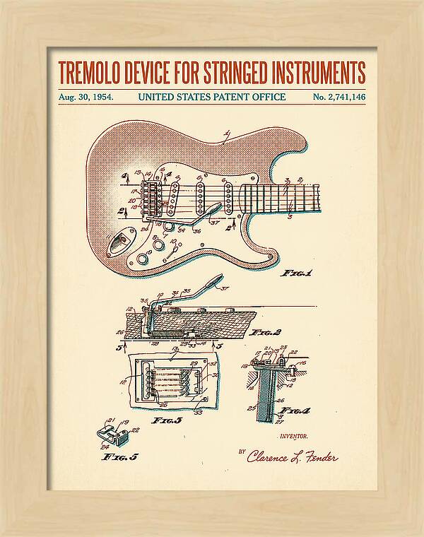 Tremolo Device For Stringed Instruments Fender Stratocaster Retro Patent Us2741146a