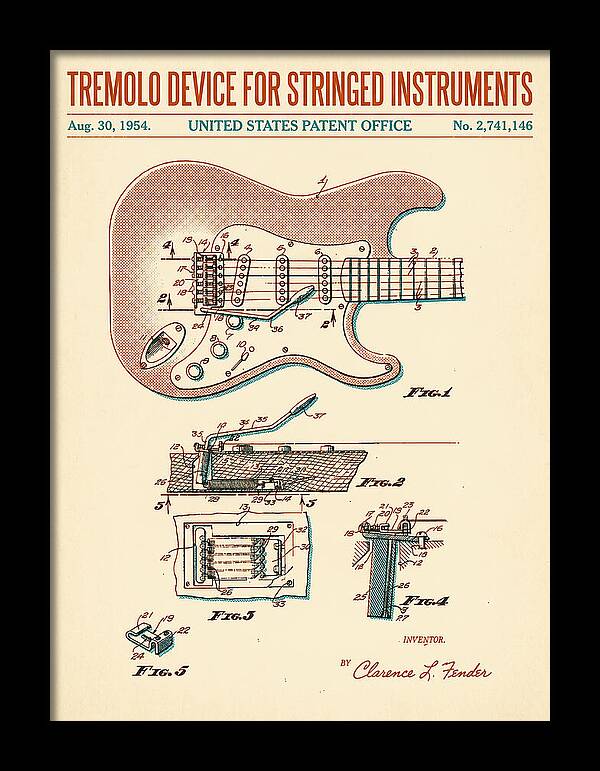 Tremolo Device For Stringed Instruments Fender Stratocaster Retro Patent Us2741146a