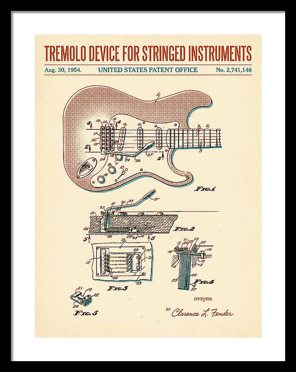 Tremolo Device For Stringed Instruments Fender Stratocaster Retro Patent Us2741146a