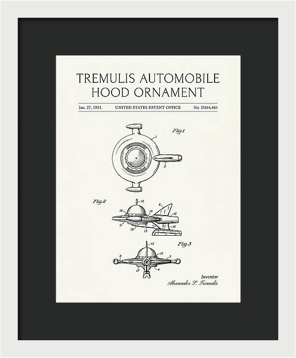 Tremulis Automobile Hood Ornament Minimalist Patent Usd164461s