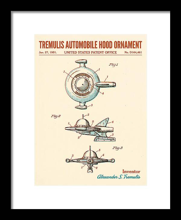 Tremulis Automobile Hood Ornament Retro Patent Usd164461s