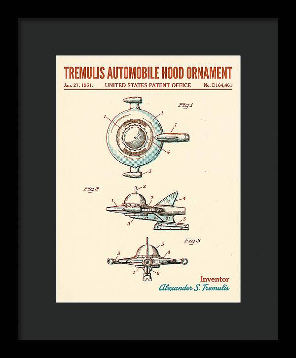 Tremulis Automobile Hood Ornament Retro Patent Usd164461s