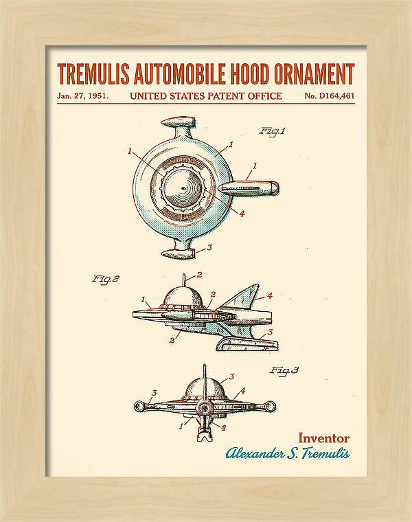 Tremulis Automobile Hood Ornament Retro Patent Usd164461s