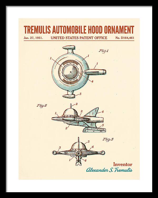 Tremulis Automobile Hood Ornament Retro Patent Usd164461s