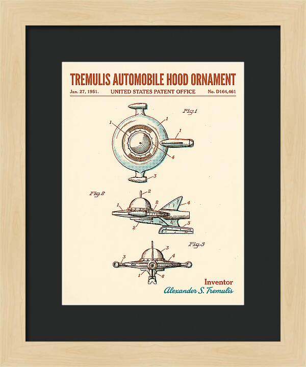 Tremulis Automobile Hood Ornament Retro Patent Usd164461s
