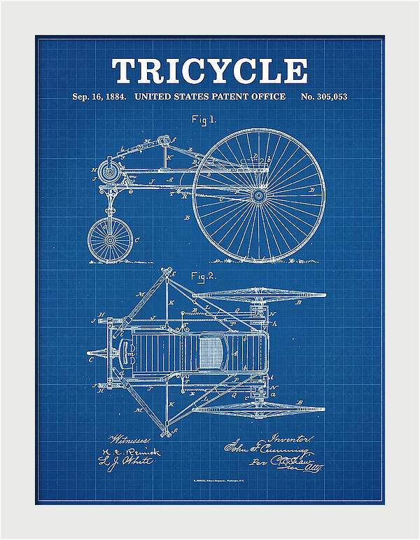 Tricycle Blueprint Patent Us305053a