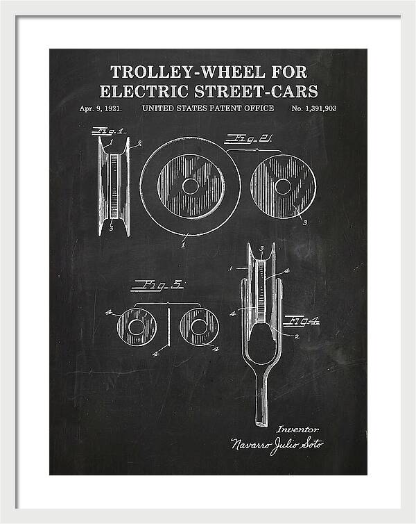 Trolley Wheel For Electric Street Cars Chalkboard Patent Us1391903