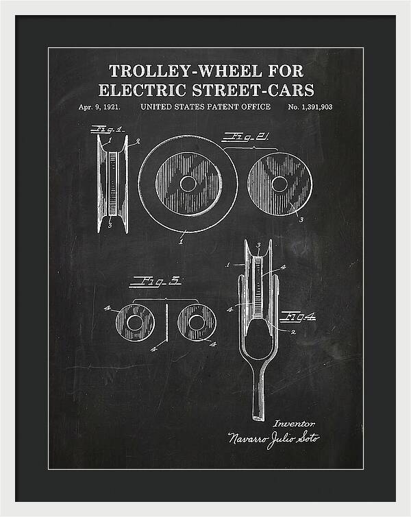 Trolley Wheel For Electric Street Cars Chalkboard Patent Us1391903