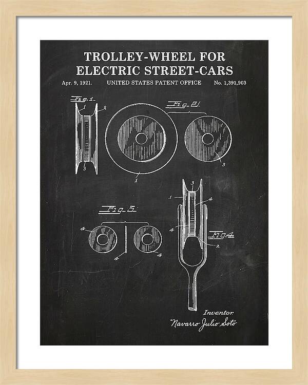 Trolley Wheel For Electric Street Cars Chalkboard Patent Us1391903