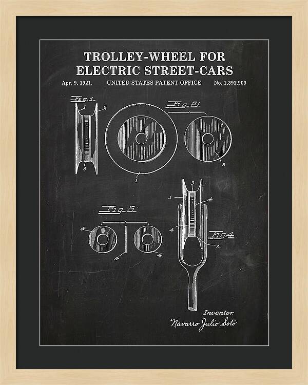 Trolley Wheel For Electric Street Cars Chalkboard Patent Us1391903