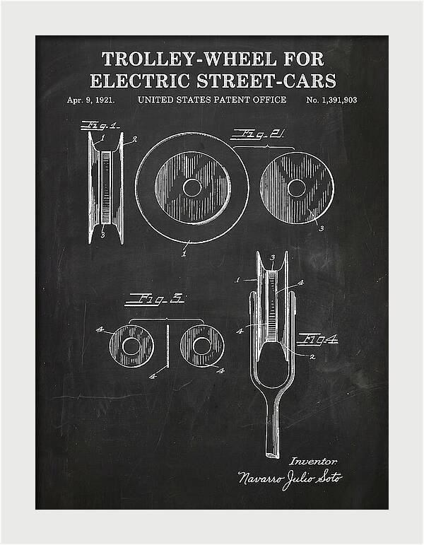 Trolley Wheel For Electric Street Cars Chalkboard Patent Us1391903