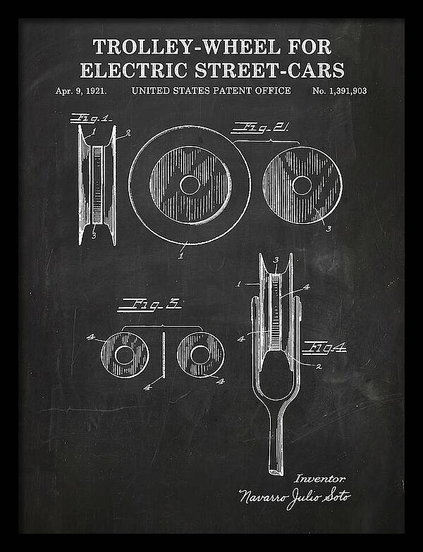 Trolley Wheel For Electric Street Cars Chalkboard Patent Us1391903