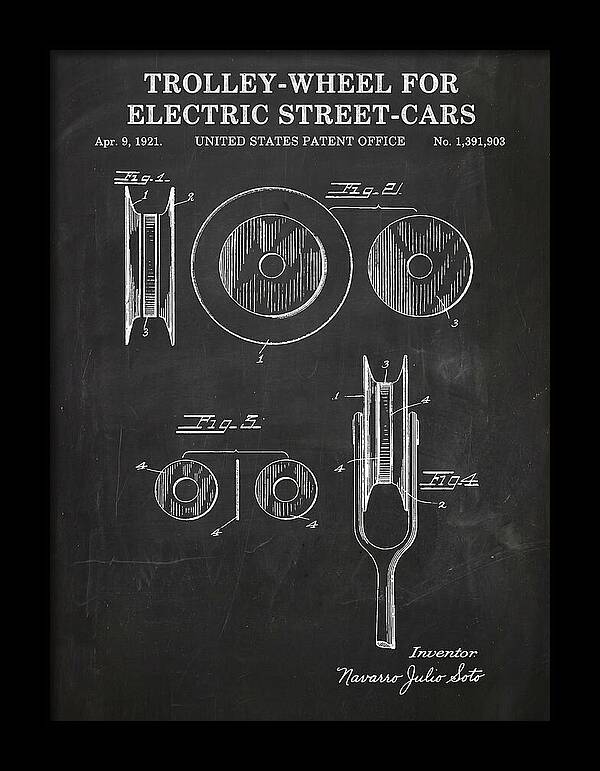 Trolley Wheel For Electric Street Cars Chalkboard Patent Us1391903