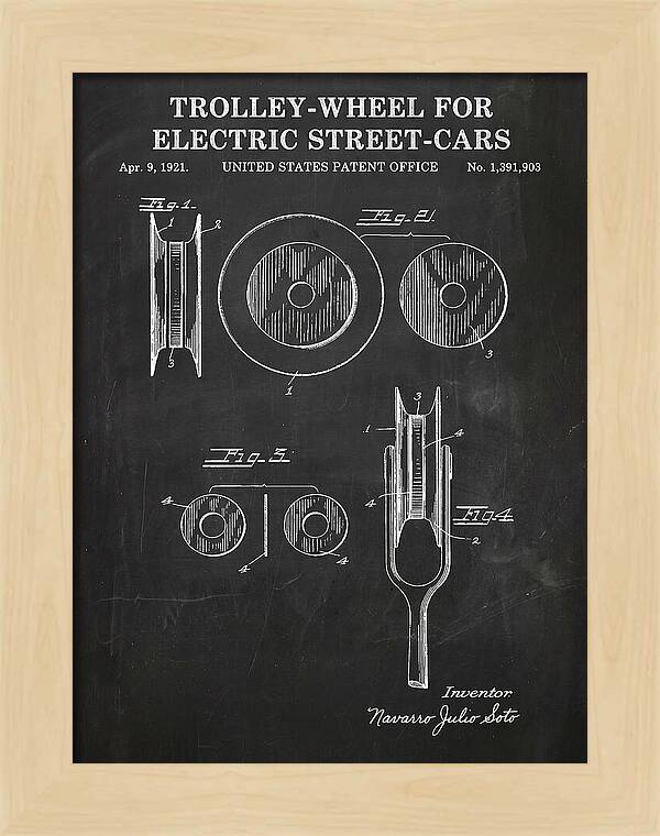Trolley Wheel For Electric Street Cars Chalkboard Patent Us1391903