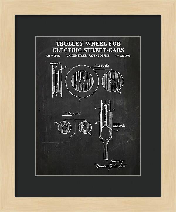 Trolley Wheel For Electric Street Cars Chalkboard Patent Us1391903
