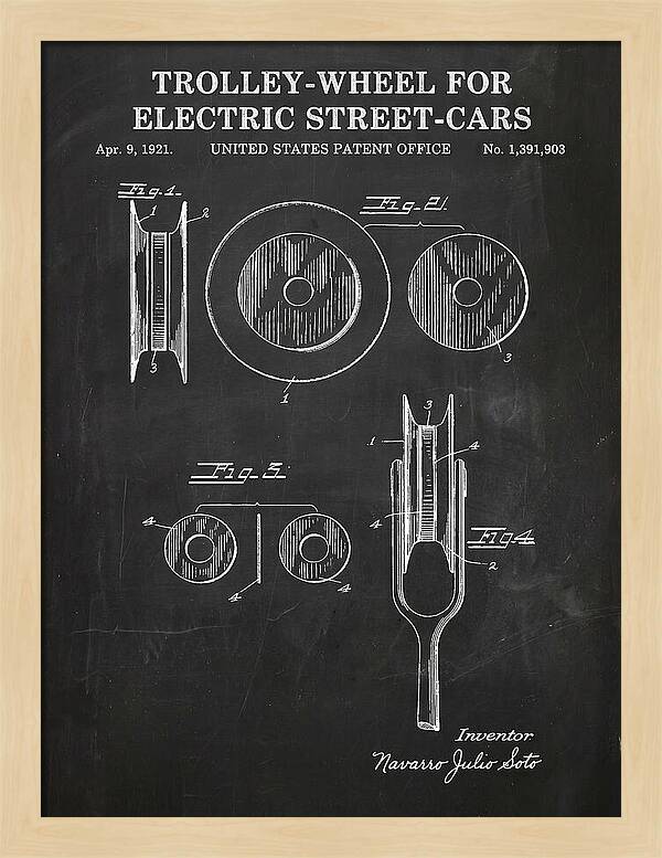 Trolley Wheel For Electric Street Cars Chalkboard Patent Us1391903