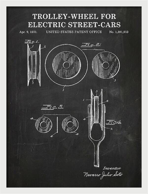 Trolley Wheel For Electric Street Cars Chalkboard Patent Us1391903