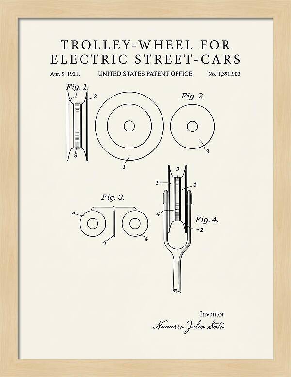 Trolley Wheel For Electric Street Cars Minimalist Patent Us1391903