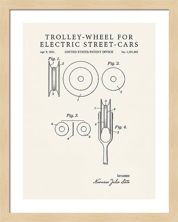 Trolley Wheel For Electric Street Cars Minimalist Patent Us1391903