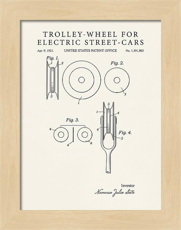 Trolley Wheel For Electric Street Cars Minimalist Patent Us1391903