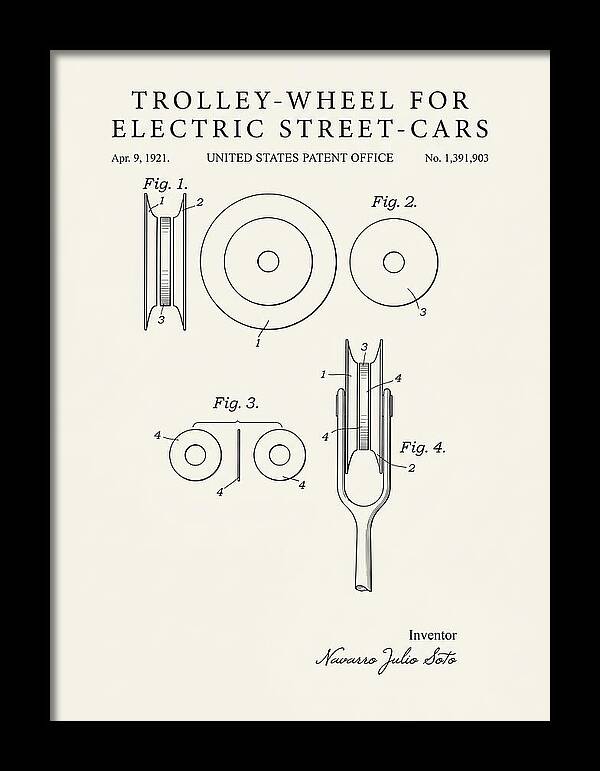 Trolley Wheel For Electric Street Cars Minimalist Patent Us1391903